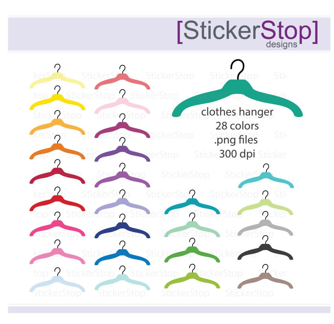 Clothes Hanger Clipart 28 colors PNG Digital Clipart | Etsy