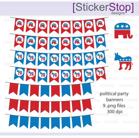 Political Parties Banners Digital Clipart - Instant download PNG files Il_570xn