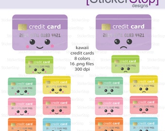 Kawaii Credit Card Digital Clipart - Instant download PNG files