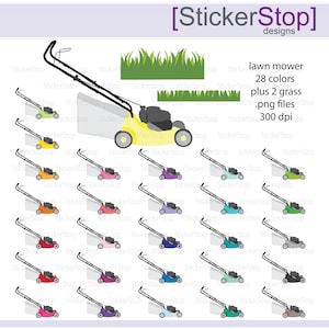Lawn Mower and Grass Digital Clipart - Instant download PNG files