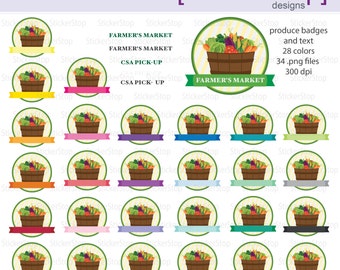 Farmer's Market or CSA Reminder Badge Digital Clipart - Instant download PNG files