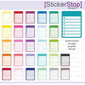 Monday Start Weekly Plans or Weekly Planner Digital Clipart - Instant download PNG files