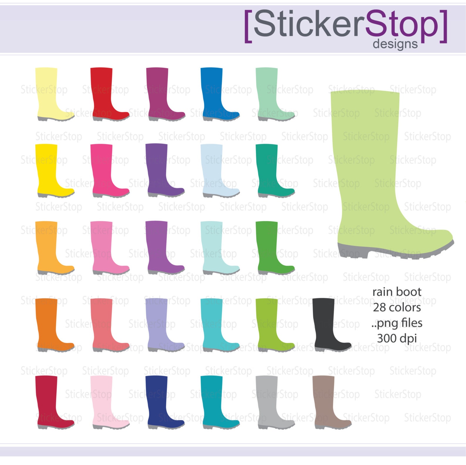 Rain Boots Digital Clipart Instant Download PNG Files Rainboot, Work