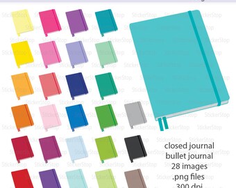 Bullet Journal or Closed Journal Icon Digital Clipart in Rainbow Colors - Instant download PNG files