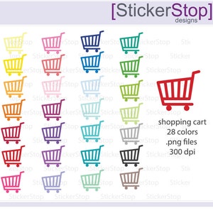 Shopping Cart Clipart 28 colors, PNG Digital Clipart - Instant download - shop, basket, groceries, errands, icon