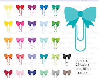 Bow Clips Clipart, PNG Digital Clipart - Instant download