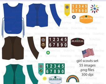 Puede incluir: Un conjunto de 55 imágenes digitales para chalecos, fajas y parches de Girl Scout. Las imágenes incluyen números, un arcoíris, un parche de Junior Aide y un logotipo de Girl Scouts USA. Las imágenes son de 300 ppp y en formato PNG.