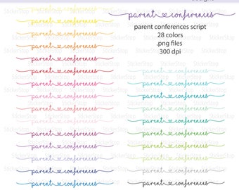 Parent Conferences Script Icon Digital Clipart in Rainbow Colors - Instant download PNG files