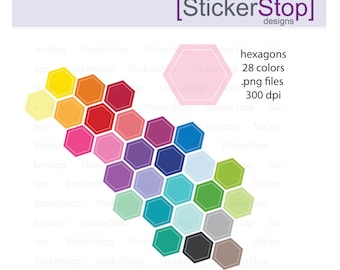 Hexagon Clipart 28 colors, PNG Digital Clipart - Instant download - hexagon hexi stop sign