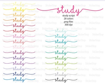 Study Icon Digital Clipart in Rainbow Colors - Instant download PNG files