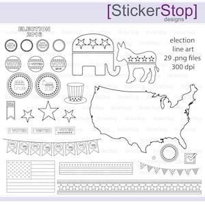 2016 Präsidenten Wahl Linie Art digitale Clipart - sofort-Download-PNG-Dateien