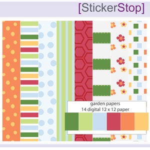 Gardening Garden Digital Paper Set - Instant download PNG files - 12 x 12 paper