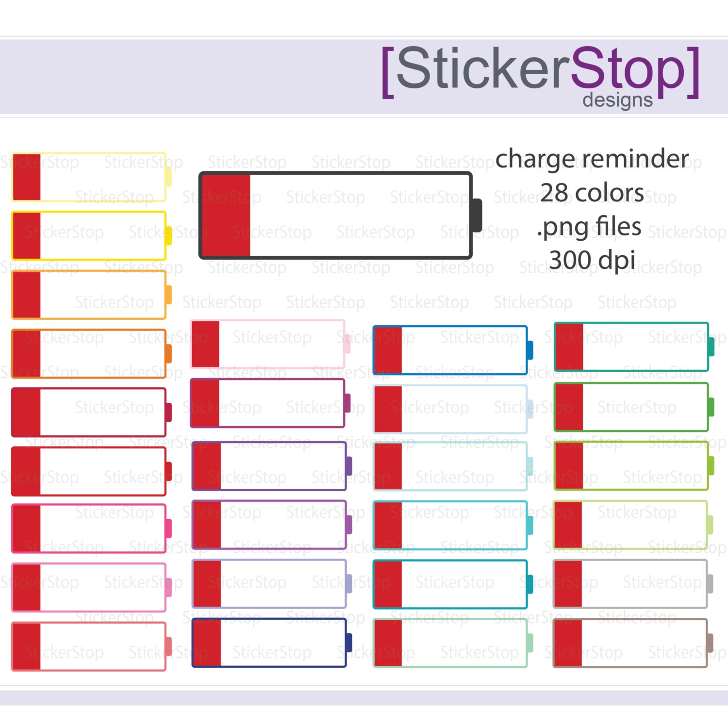 Battery Charger Reminder 28 Colors, PNG Digital Clipart Instant Download Charging Battery, Phone