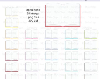 Reading Open Book Digital Clipart - Instant download PNG files