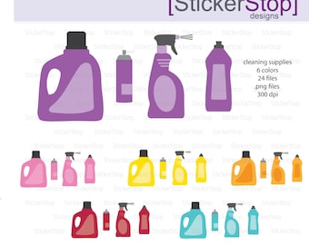 Cleaning Supplies Planner Digital Clipart - Instant download PNG files