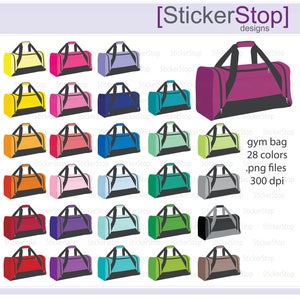 Gym Bag Icon Digital Clipart in Rainbow Colors - Instant download PNG files
