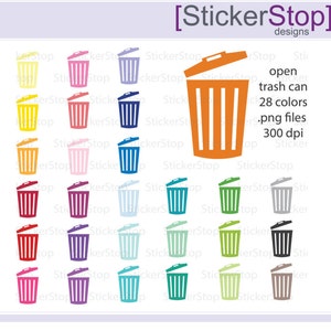 Trash Can Clipart 28 colors, PNG Digital Clipart - Instant download - garbage can, recycle, rubbage, trash bin, compost