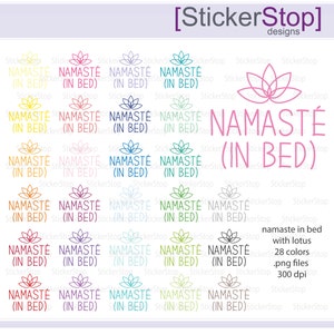 Namaste in Bed with Lotus Icon Digital Clipart in Rainbow Colors - Instant download PNG files