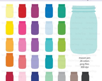 Mason Jars Digital Clipart - Instant download PNG files