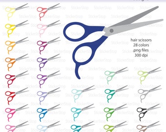 Scissors for Hair Cut Icon Digital Clipart in Rainbow Colors - Instant download PNG files