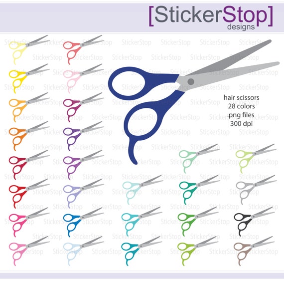 Scissors for Hair Cut Icon Digital Clipart in Rainbow Colors Instant