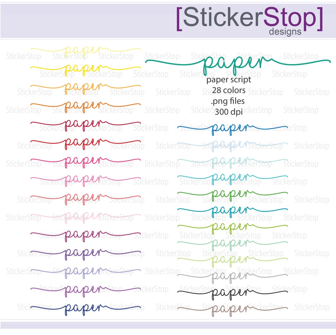 Paper Script Icon Digital Clipart in Rainbow Colors - Instant Download ...