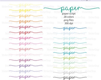 Paper Script Icon Digital Clipart in Rainbow Colors - Instant download PNG files