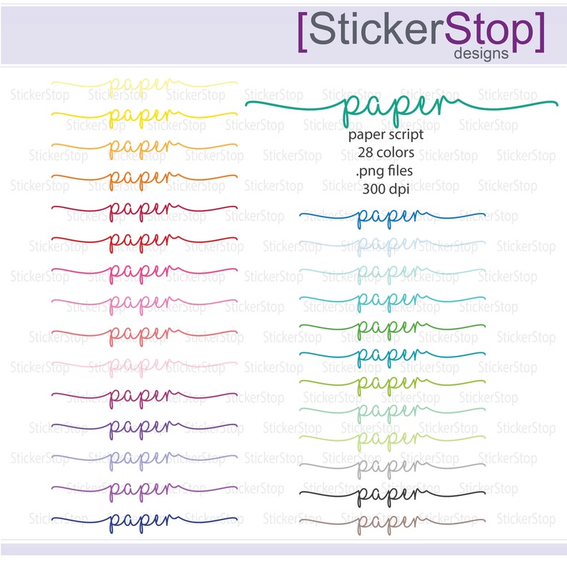 Paper Script Icon Digital Clipart in Rainbow Colors - Instant Download ...