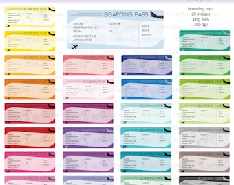 Boarding Pass Travel Information Digital Clipart - Instant download PNG files