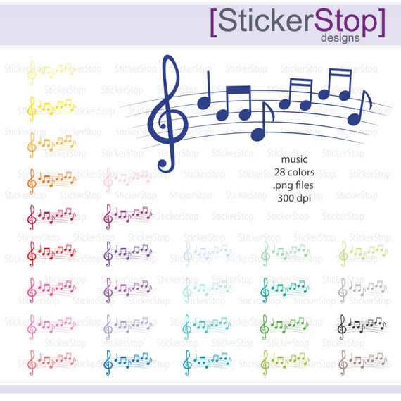Music Icon Digital Clipart In Rainbow Colors Instant Etsy