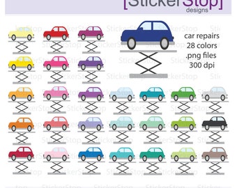 Clipart de reparos de automóveis 28 cores, PNG Digital Clipart - Download instantâneo - mecânico, troca de óleo, oficina mecânica, pneus, consulta