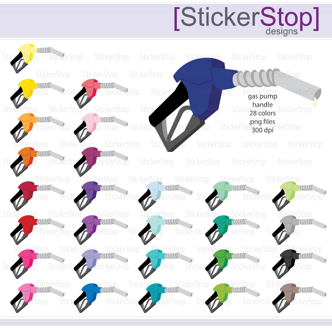 Gas Pump Handle Icon Digital Clipart in Rainbow Colors Instant Download
