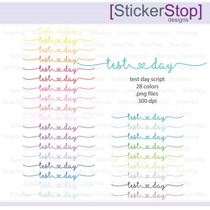 Test Day Script Icon Digital Clipart in Rainbow Colors Instant download PNG files image 1