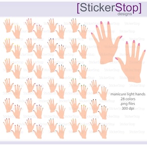 Manicure Light Hands Icon Clipart in Rainbow Colors Instant download PNG files image 1