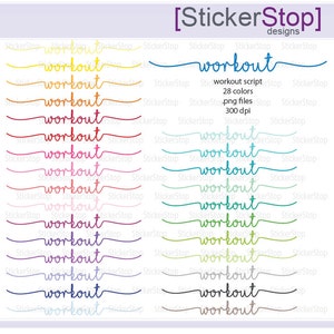 Workout Script Icon Digital Clipart in Rainbow Colors - Instant download PNG files