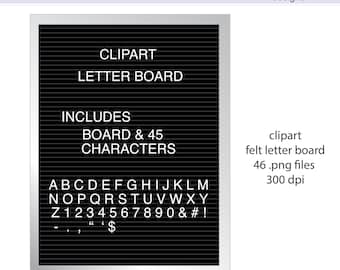 Felt Letter Board and Letters Digital Clipart - Instant download PNG files