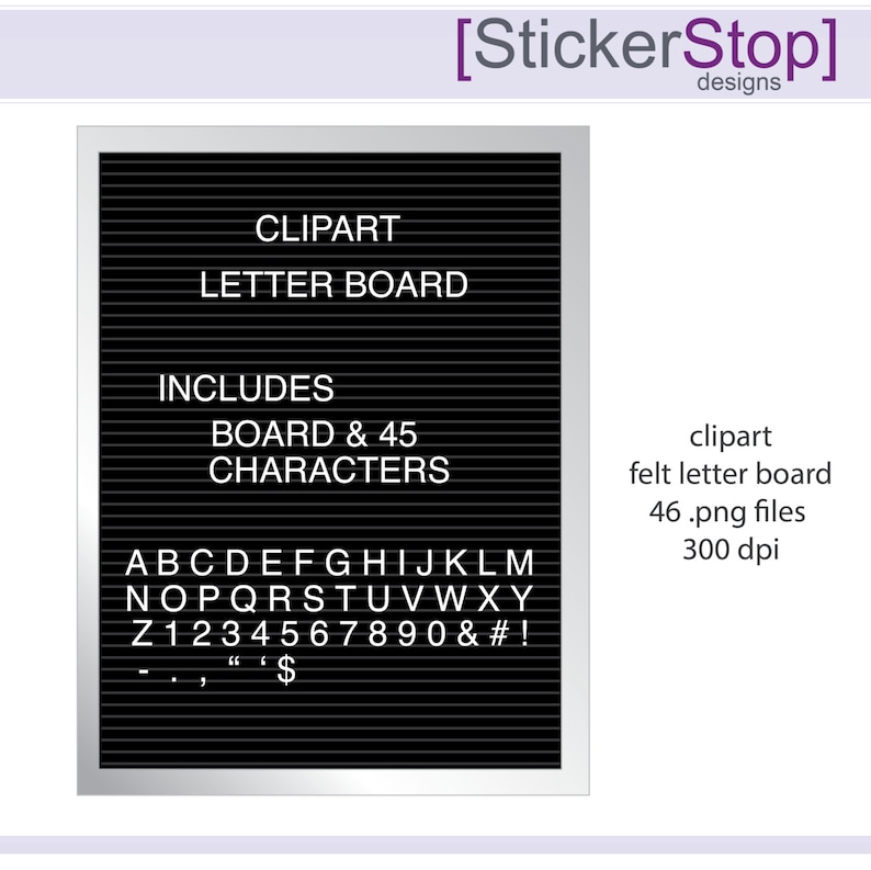 Felt Letter Board and Letters Digital Clipart Instant Download PNG