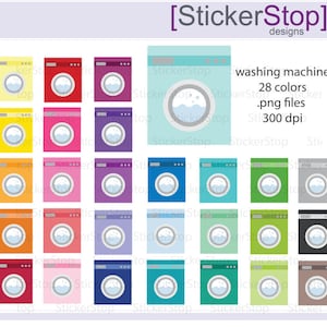 Washing Machine Clipart 28 rainbow colors, PNG Digital Clipart - Instant download - washer, clothes, dirty clothes, laundry