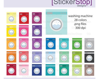 Washing Machine Clipart 28 rainbow colors, PNG Digital Clipart - Instant download - washer, clothes, dirty clothes, laundry