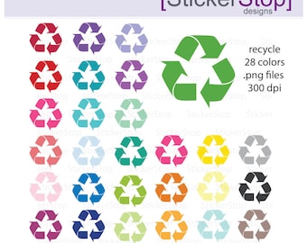 Recycle Symbol Rainbow Clipart 28 colors, PNG Digital Clipart - Instant download - recycling,  earth day, recycle icon, trash, garbage