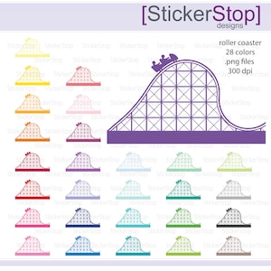 Roller Coaster Clipart 28 colors, PNG Digital Clipart - Instant download - sunglasses