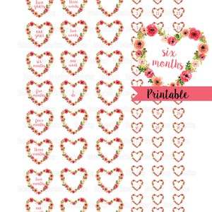 Printable Wedding Countdown Watercolor Heart - Instant download PNG and PDF files