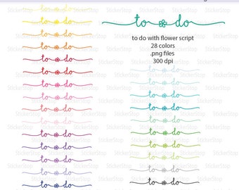May include: A set of 28 colourful "to do" stickers with a flower design. The stickers are 300 dpi and come in .png format.