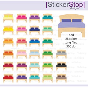 Bett oder machen Ihr Bett Symbol digitale Clipart in Regenbogenfarben - sofort-Download-PNG-Dateien
