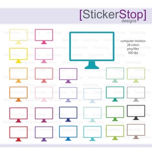 Computer Monitor Screen 28 colors, PNG Digital Clipart - Instant download - desktop, laptop, computer screen, computer monitor, apple