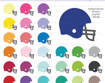 Football Helmet Icon Digital Clipart in Rainbow Colors - Instant download PNG files