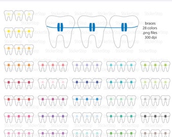 Braces or Orthodontist Digital Clipart - Instant download PNG files