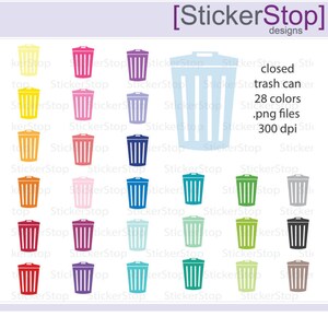 Trash Can Closed Clipart 28 colors, PNG Digital Clipart - Instant download - garbage can, recycle, rubbage, trash bin, compost