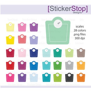Scale Rainbow Clipart 28 colors, PNG Digital Clipart Instant download weight fitness crossfit dieting tracker weigh in image 1