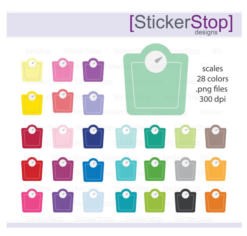 Scale Rainbow Clipart 28 colors, PNG Digital Clipart Instant download weight fitness crossfit dieting tracker weigh in image 1